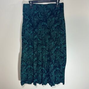 Synari Woman's size 9/10 Vintage Pleated black Turquoise Paisley Skirt Midi